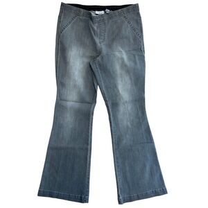Chicos Platinum Denim Flare Leg Pull On Jeans Gray Womens Size‎ 1.5R(10)